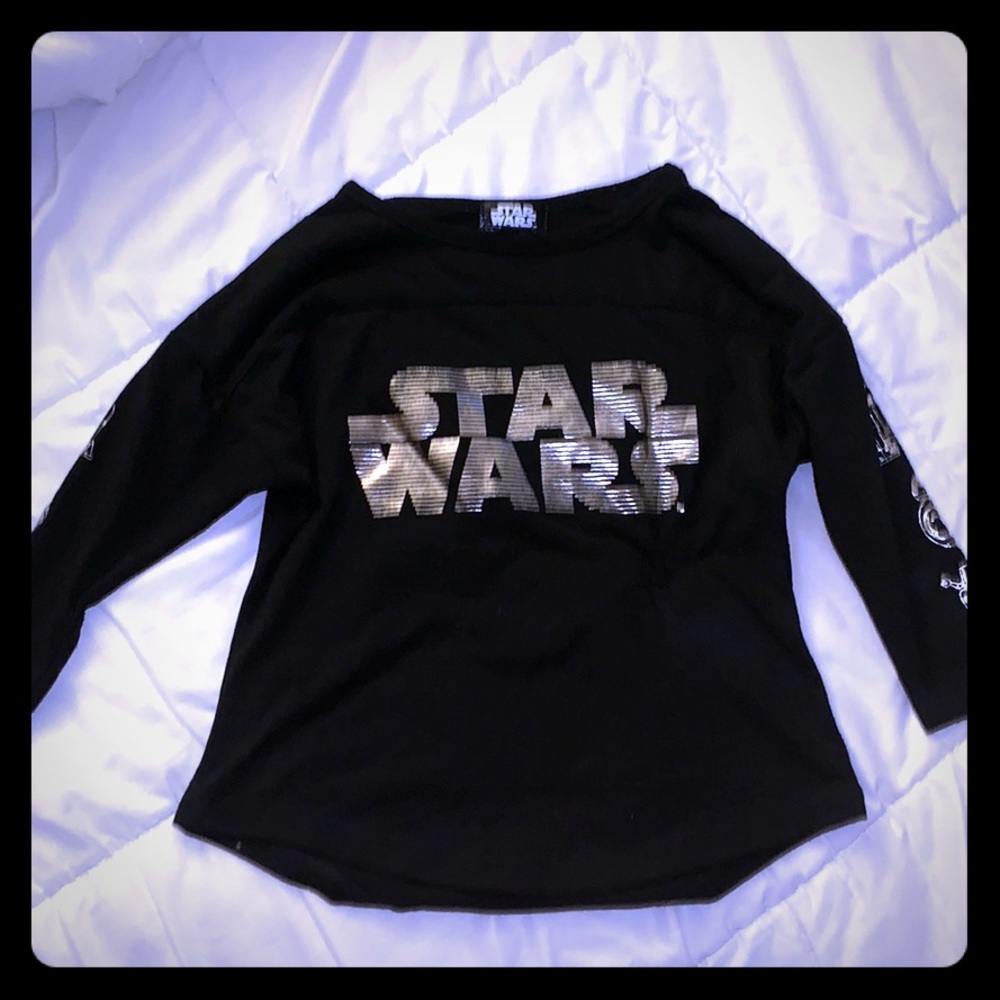 STAR WARS Girls Long Sleeve Black Top Shirt XS 4 5